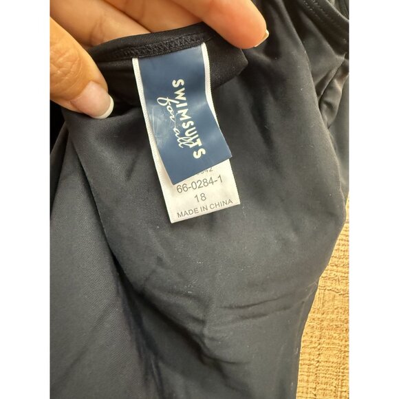 Black One-Piece Swimsuit With Sheer Mesh Accent Sz 18 By Swimsuits For All - Picture 3 of 4